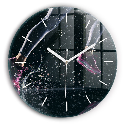 Skleněné hodiny na zed kulaté Zdravý životní styl - běh