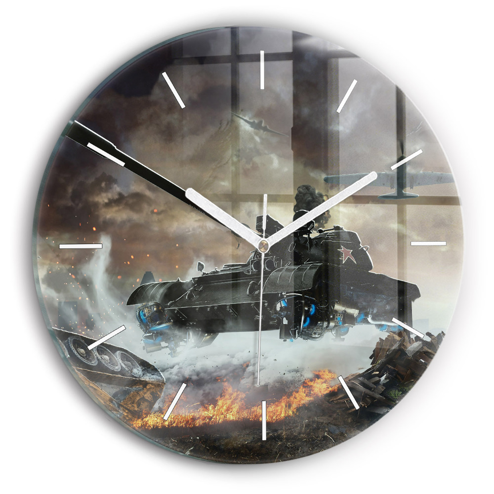 Skleněné hodiny s fotkou kulaté Grafika nádrže