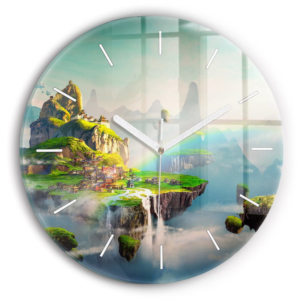 Skleněné hodiny nástěnné kulaté Čínská fantazie