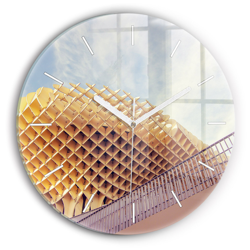 Skleněné hodiny na zed kulaté Vyhlídka v Seville