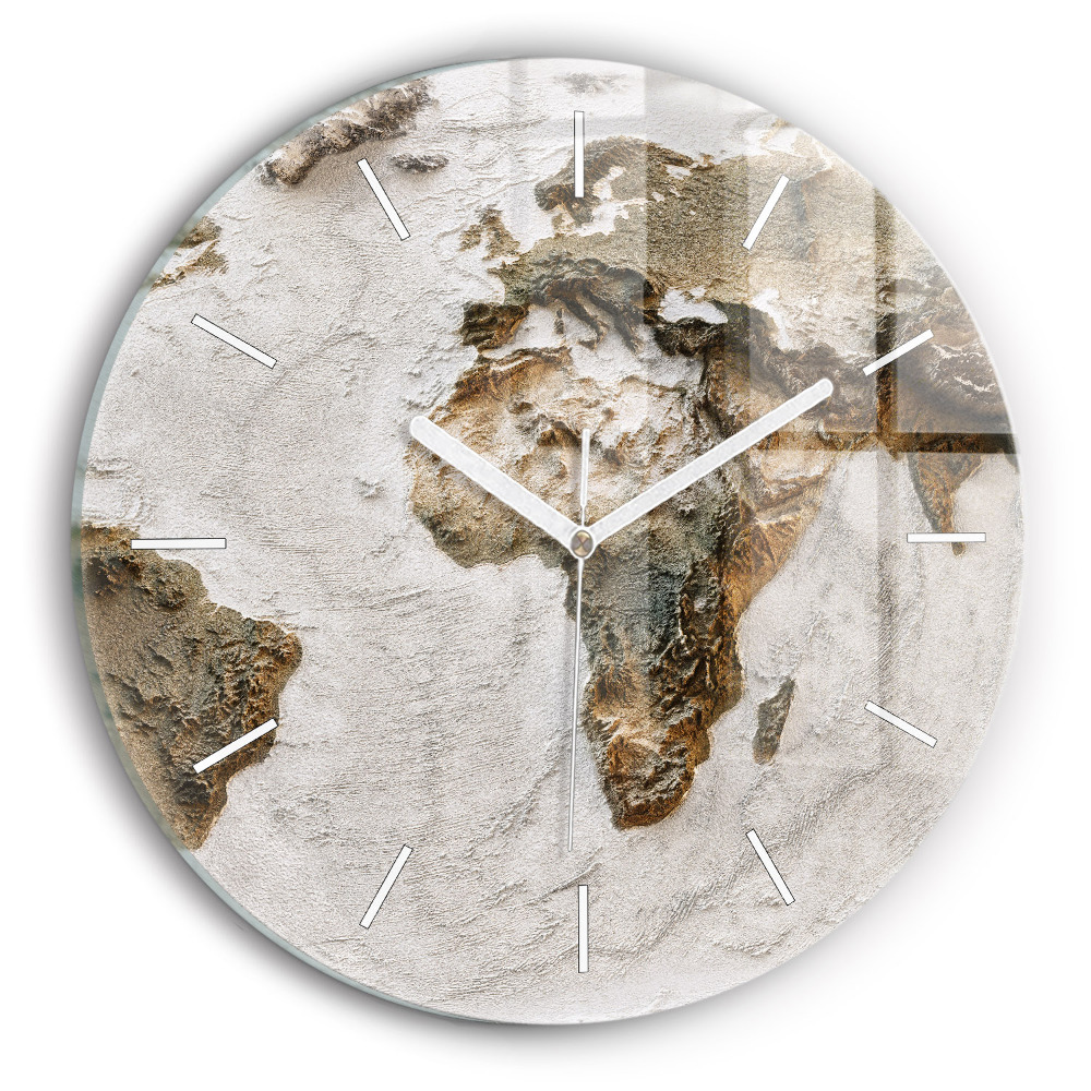 Hodiny na skle kulaté Stará mapa světa